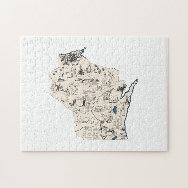 Puzzle Mapa de imagen de época del estado de Wisconsin Sh (Horizontal)