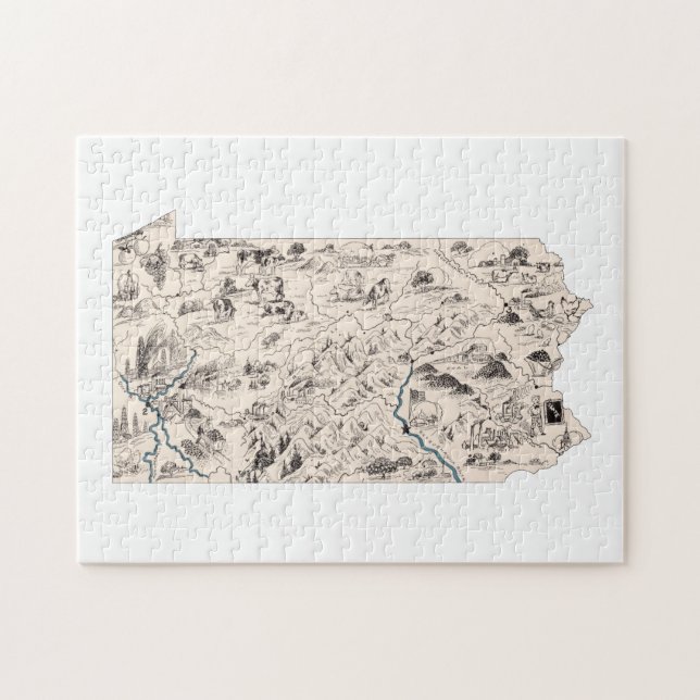 Puzzle Mapa de imágenes de época de Pensilvania (Horizontal)
