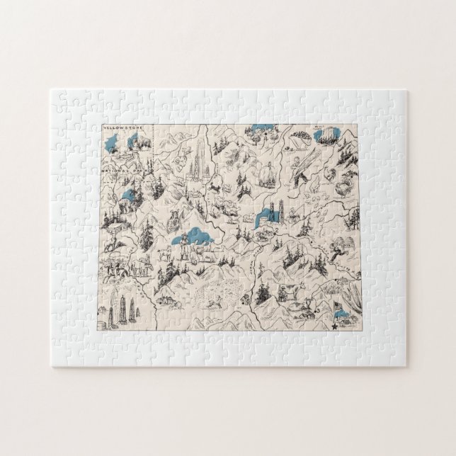 Puzzle Mapa de imágenes de época de Wyoming (Horizontal)