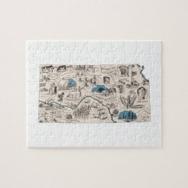 Puzzle Mapa de imágenes de Kansas en forma de Vintage