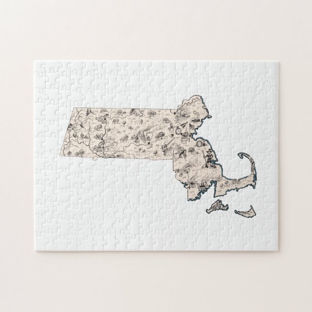 Puzzle Mapa de imágenes de la época de Massachusetts (Horizontal)