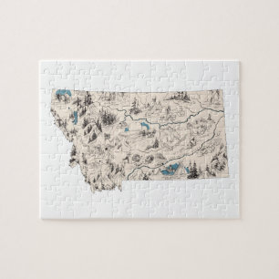 Puzzle Mapa de imágenes de Montanan en forma de Montana