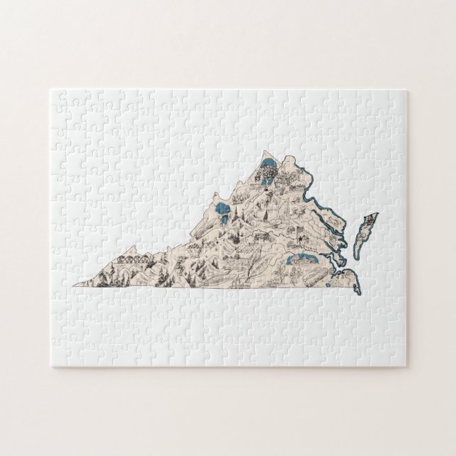 Puzzle Mapa de imágenes virgen con forma de Virginia (Horizontal)