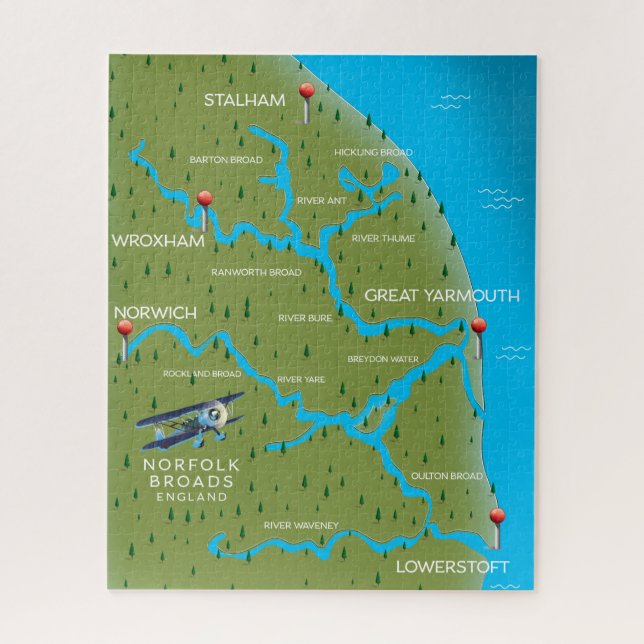 Puzzle Mapa de Inglaterra de Norfolk Broads. (Vertical)