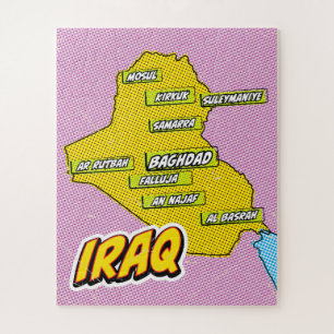 Puzzle Mapa de Irak ilustrado con Pop Art
