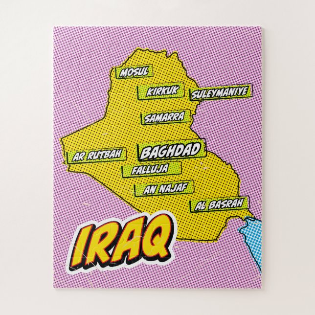 Puzzle Mapa de Irak ilustrado con Pop Art (Vertical)