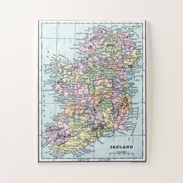 Puzzle Mapa de Irlanda de época (Vertical)