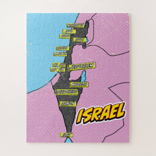 Puzzle Mapa de Israel ilustrado al estilo Pop Art