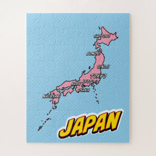 Puzzle Mapa de Japón ilustrado con arte pop