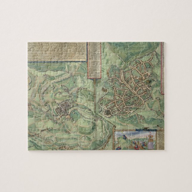 Puzzle Mapa de Jerusalén, de 'Civitates Orbis Terrarum (Horizontal)