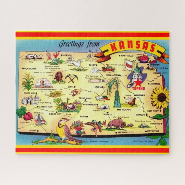 Puzzle Mapa de Kansas 16x20 (Horizontal)