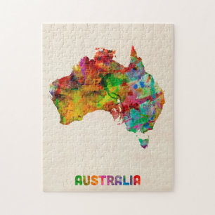 Puzzle Mapa de la acuarela de Australia