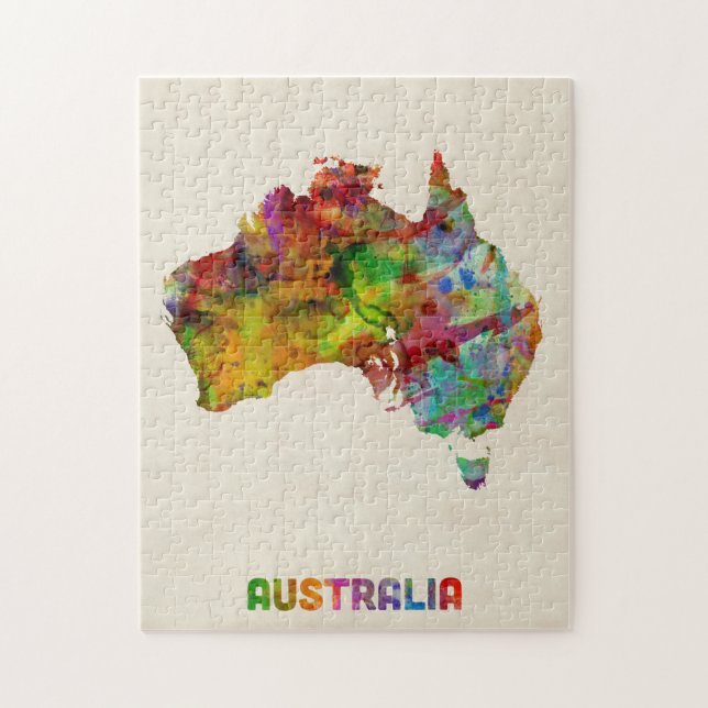 Puzzle Mapa de la acuarela de Australia (Vertical)