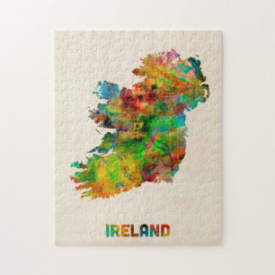 Puzzle Mapa de la acuarela de Irlanda Eire
