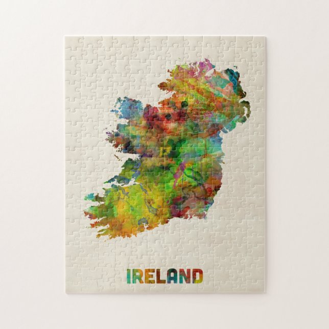 Puzzle Mapa de la acuarela de Irlanda Eire (Vertical)
