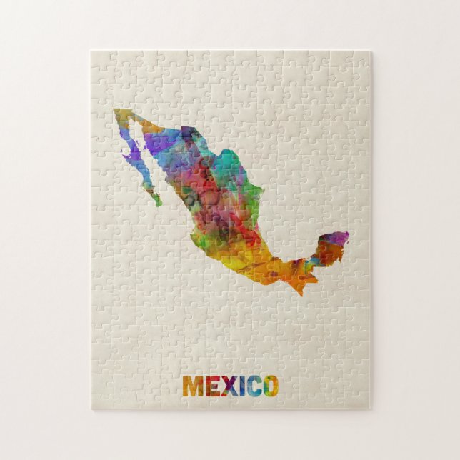 Puzzle Mapa de la acuarela de México (Vertical)