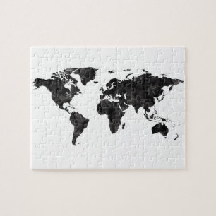 Puzzle Mapa de la acuarela negra mundial