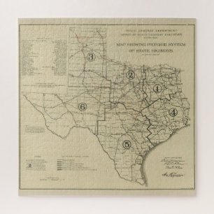 Puzzle Mapa de la autopista de Texas (1917)