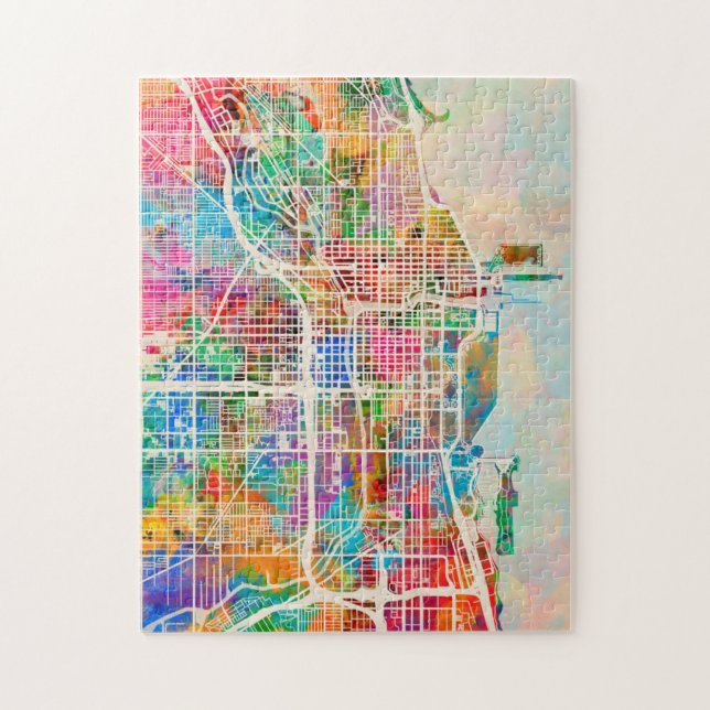Puzzle Mapa de la Calle de Chicago (Vertical)
