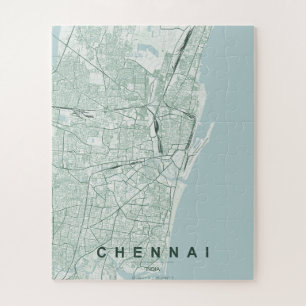 Puzzle Mapa de la ciudad de Chennai India Diseño Mínimo
