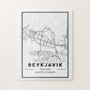 Puzzle Mapa de la ciudad de Islandia de Reykjavik   Arte 