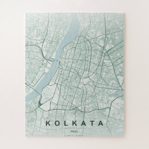 Puzzle Mapa de la ciudad de Kolkata India Diseño Minimali