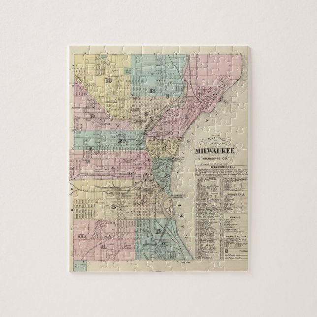 Puzzle Mapa de la ciudad de Milwaukee, Milwaukee Co. (Vertical)