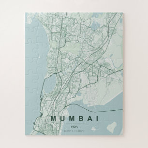 Puzzle Mapa de la ciudad de Mumbai India Diseño Mínimo