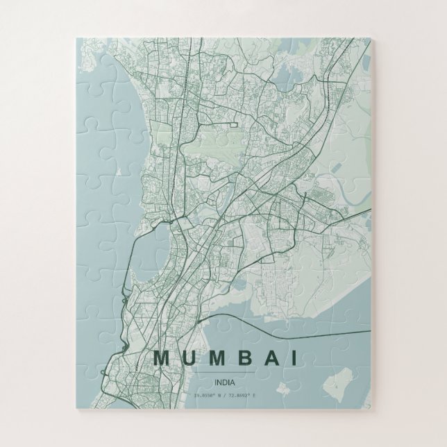 Puzzle Mapa de la ciudad de Mumbai India Diseño Mínimo (Vertical)