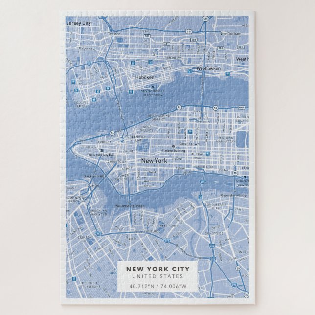 Puzzle Mapa de la ciudad de Nueva York (Azul) (Vertical)