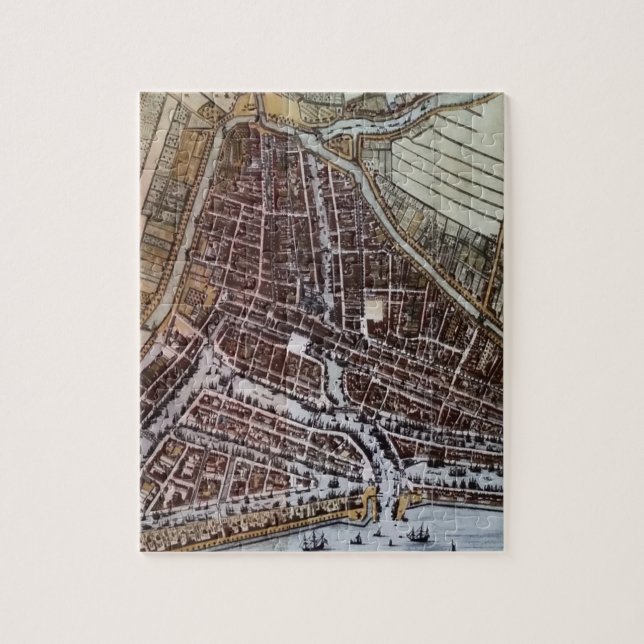 Puzzle Mapa de la ciudad de Réplica de Rotterdam 1652 (Vertical)