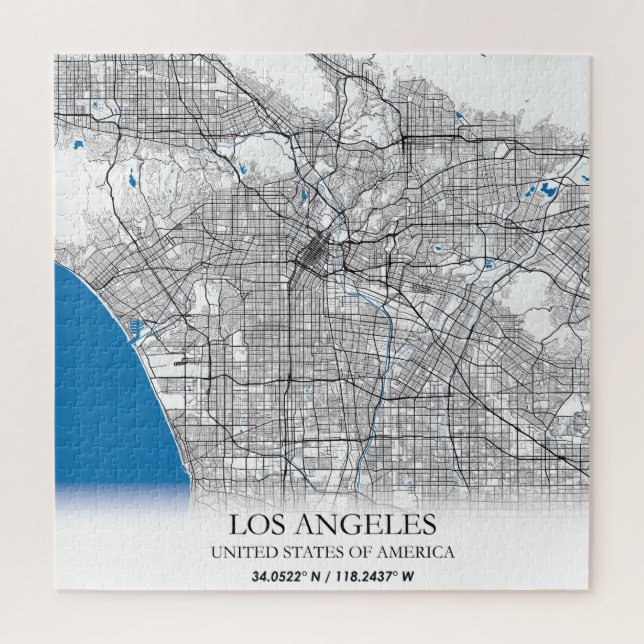 Puzzle Mapa de la ciudad de viaje de los EE.UU. en Los Án (Vertical)