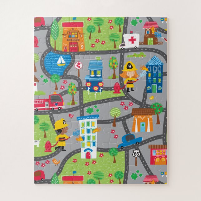 Puzzle Mapa de la ciudad infantil divertida (Vertical)