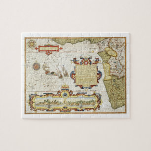Puzzle Mapa de la costa costa de Africa Occidental, 1596