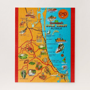 Puzzle Mapa de la costa de Queensland Australia 16x20