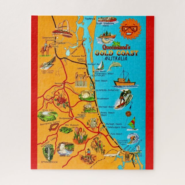 Puzzle Mapa de la costa de Queensland Australia 16x20 (Vertical)