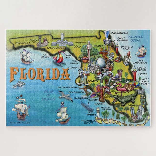 Puzzle Mapa de la diversión de la Florida (Horizontal)