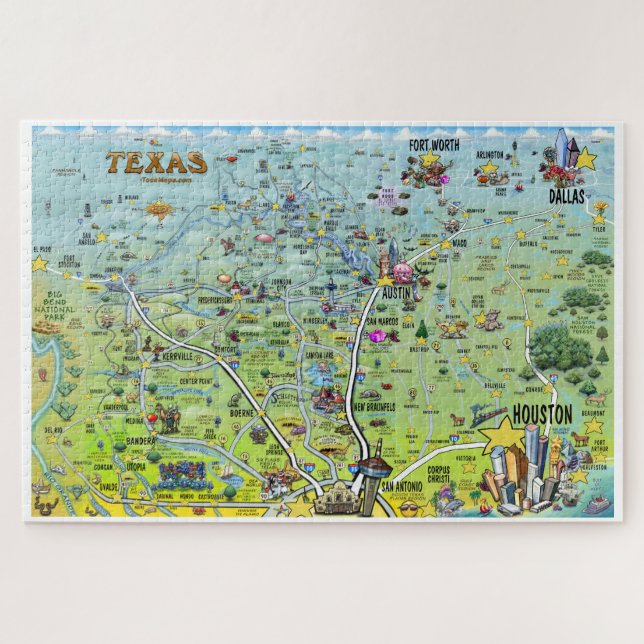 Puzzle Mapa de la diversión de Tejas (Horizontal)