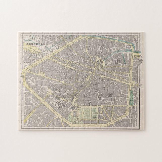 Puzzle Mapa de la época de Bruselas Bélgica (1901) (Horizontal)