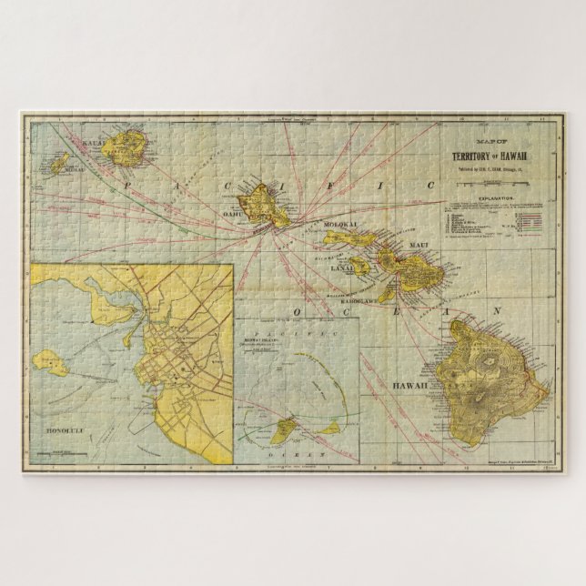 Puzzle Mapa de la época de Hawai (1901) (Horizontal)