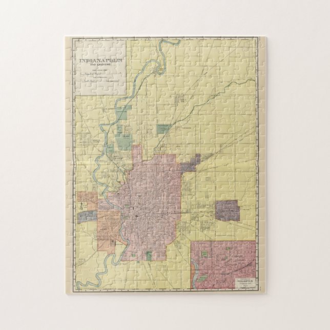 Puzzle Mapa de la época de Indianápolis Indiana (1903) (Vertical)