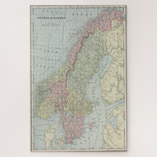 Puzzle Mapa de la época de Noruega y Suecia (1901)