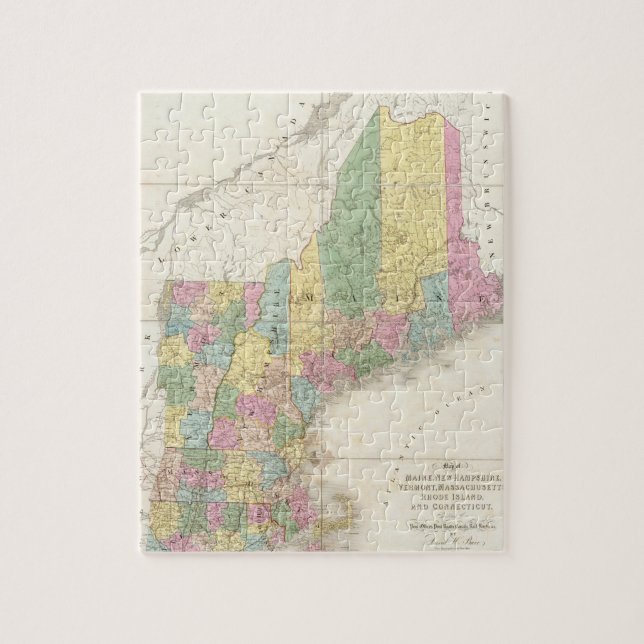 Puzzle Mapa de la época de Nueva Inglaterra (1839) (Vertical)