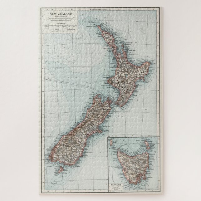 Puzzle Mapa de la época de Nueva Zelandia (1900) (Vertical)