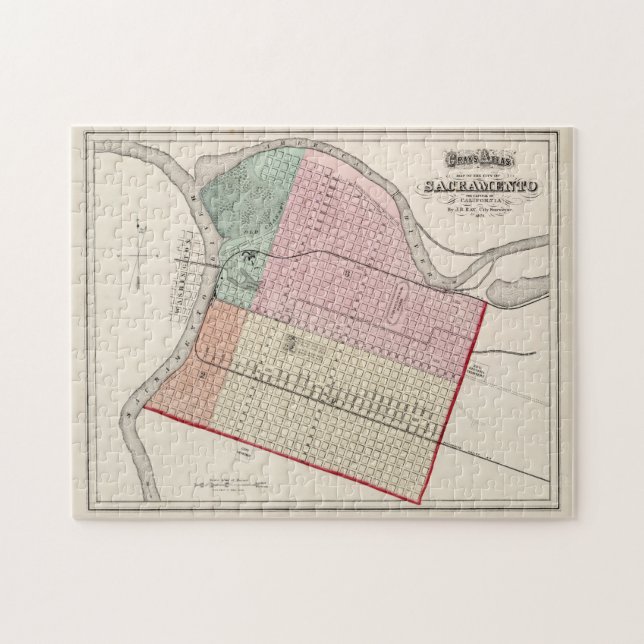 Puzzle Mapa de la época de Sacramento CA (1873) (Horizontal)