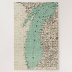 Puzzle Mapa de la época del lago Michigan (1888)