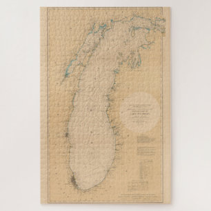 Puzzle Mapa de la época del lago Michigan (1898)