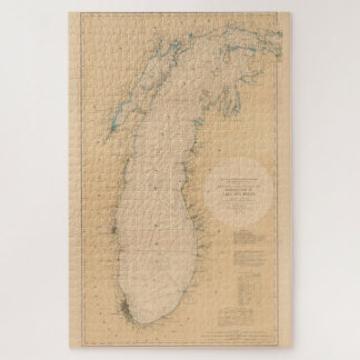 Puzzle Mapa de la época del lago Michigan (1898)