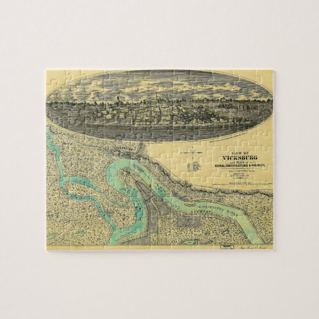 Puzzle Mapa de la era de la guerra civil de Vicksburg (Horizontal)