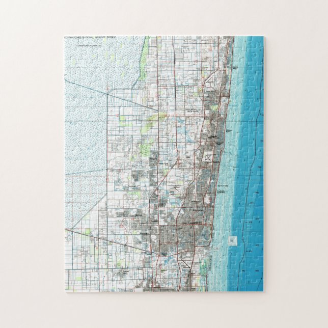 Puzzle Mapa de la Florida del Fort Lauderdale (1985) (Vertical)